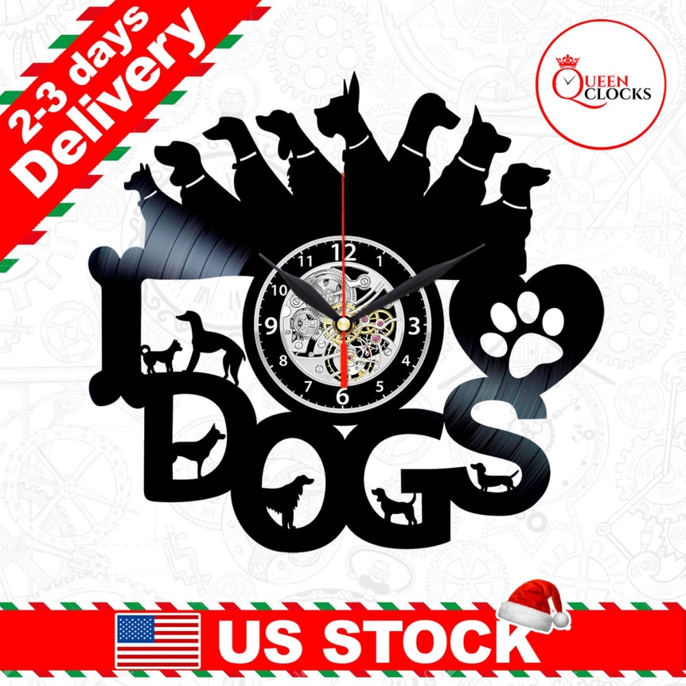 Dog Lover Vinyl Clock Art Wall Decor Women Gifts